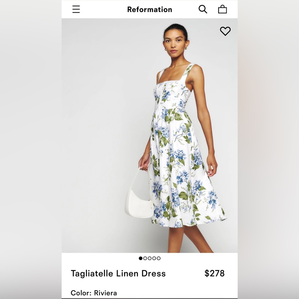 Reformation Tagliatelle Linen Dress Size 6 Floral Riviera